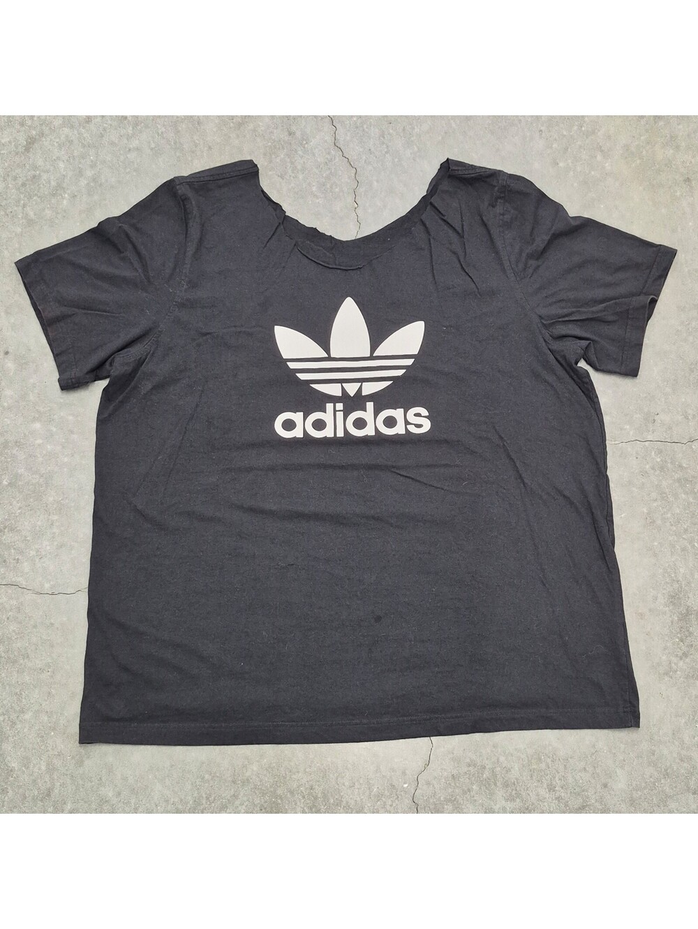 Adidas Cropped Neck Logo T Shirt
